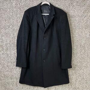 Jos. A. Bank Coat Men’s 46L Long Black Wool Blend Overcoat